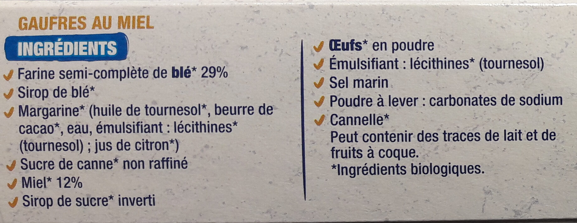 Gaufres Miel - Ingredients - fr