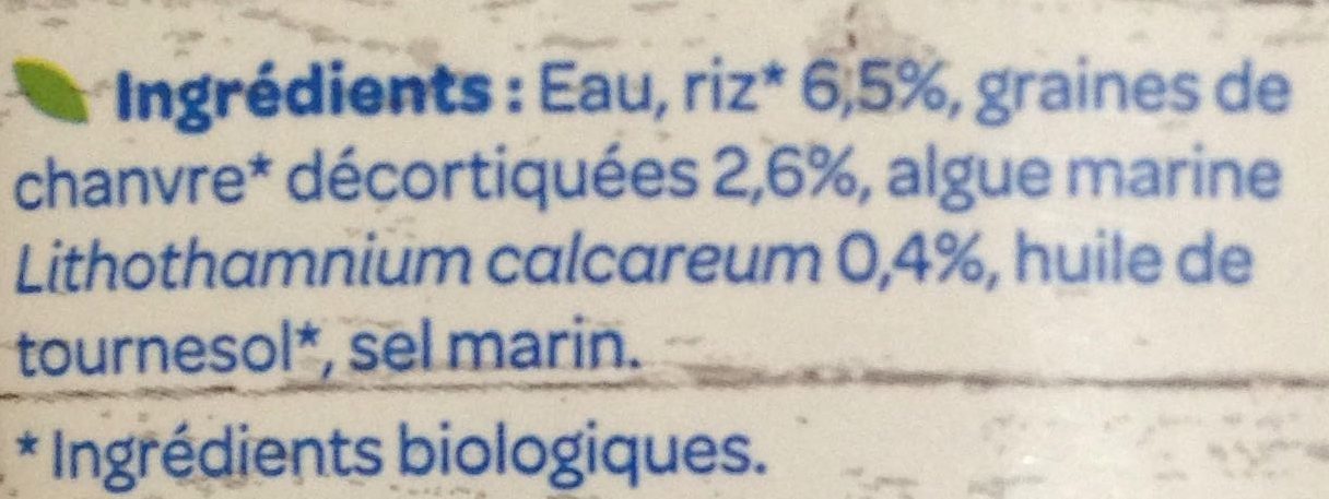 Riz Chanvre Calcium - Ingredients - fr