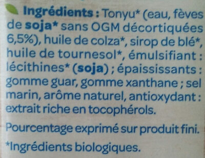 Soja cuisine semi-épais bio - Ingredients - fr