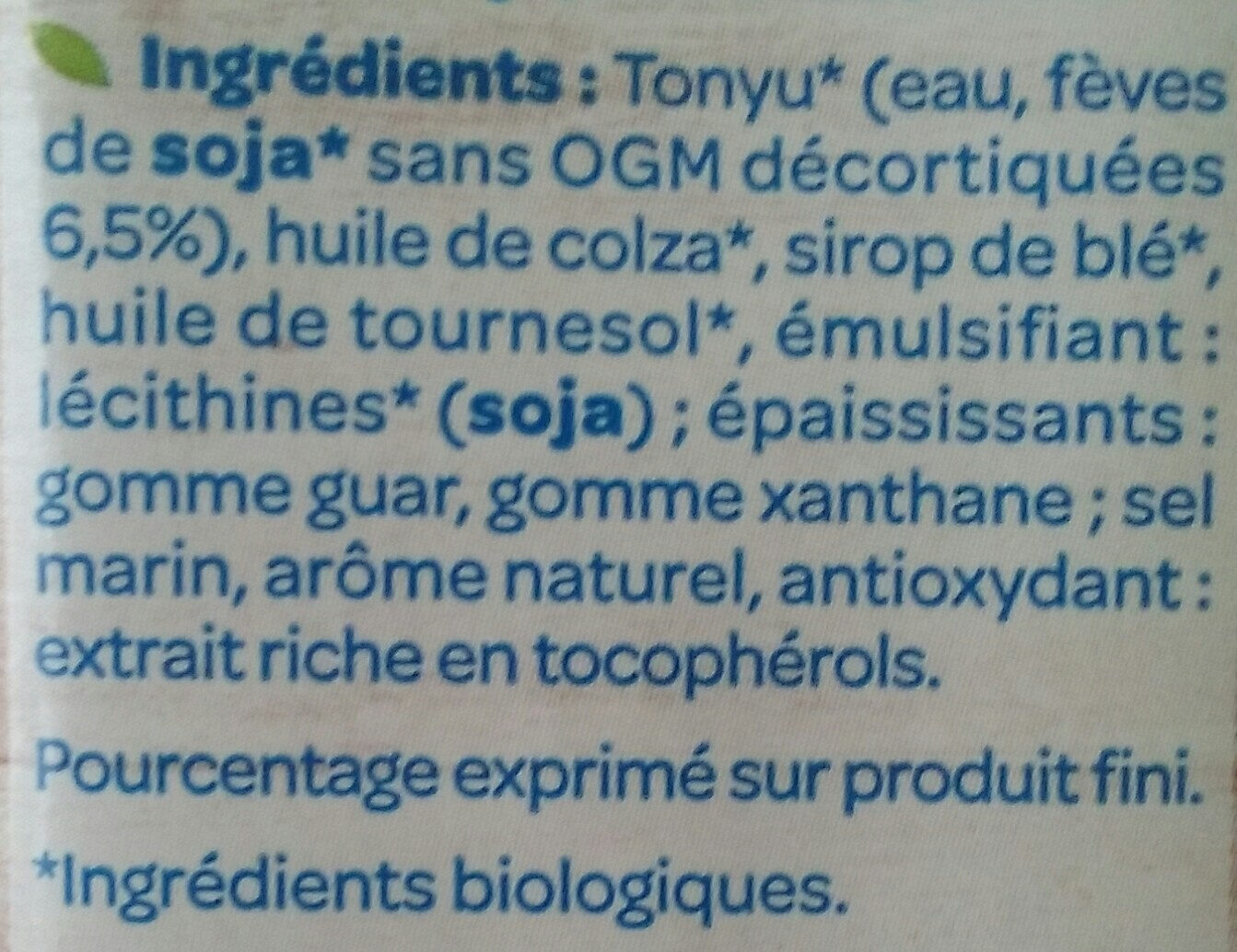 Soja cuisine semi-épais bio - Ingredients - fr