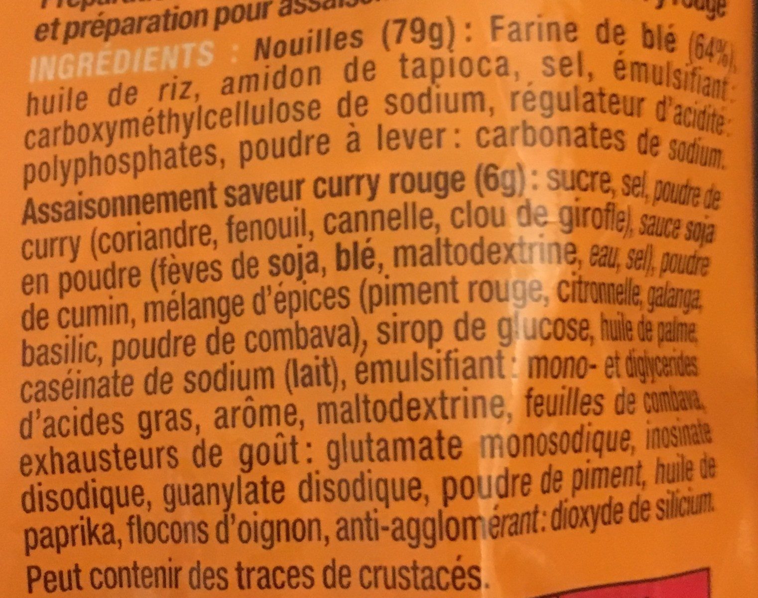 Nouille saveur curry rouge - Ingredients - fr