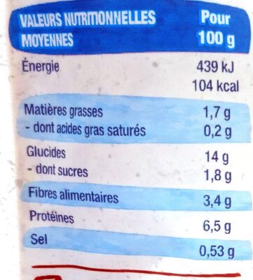Lentilles Petits Légumes Tofu Fumé - Nutrition facts - fr