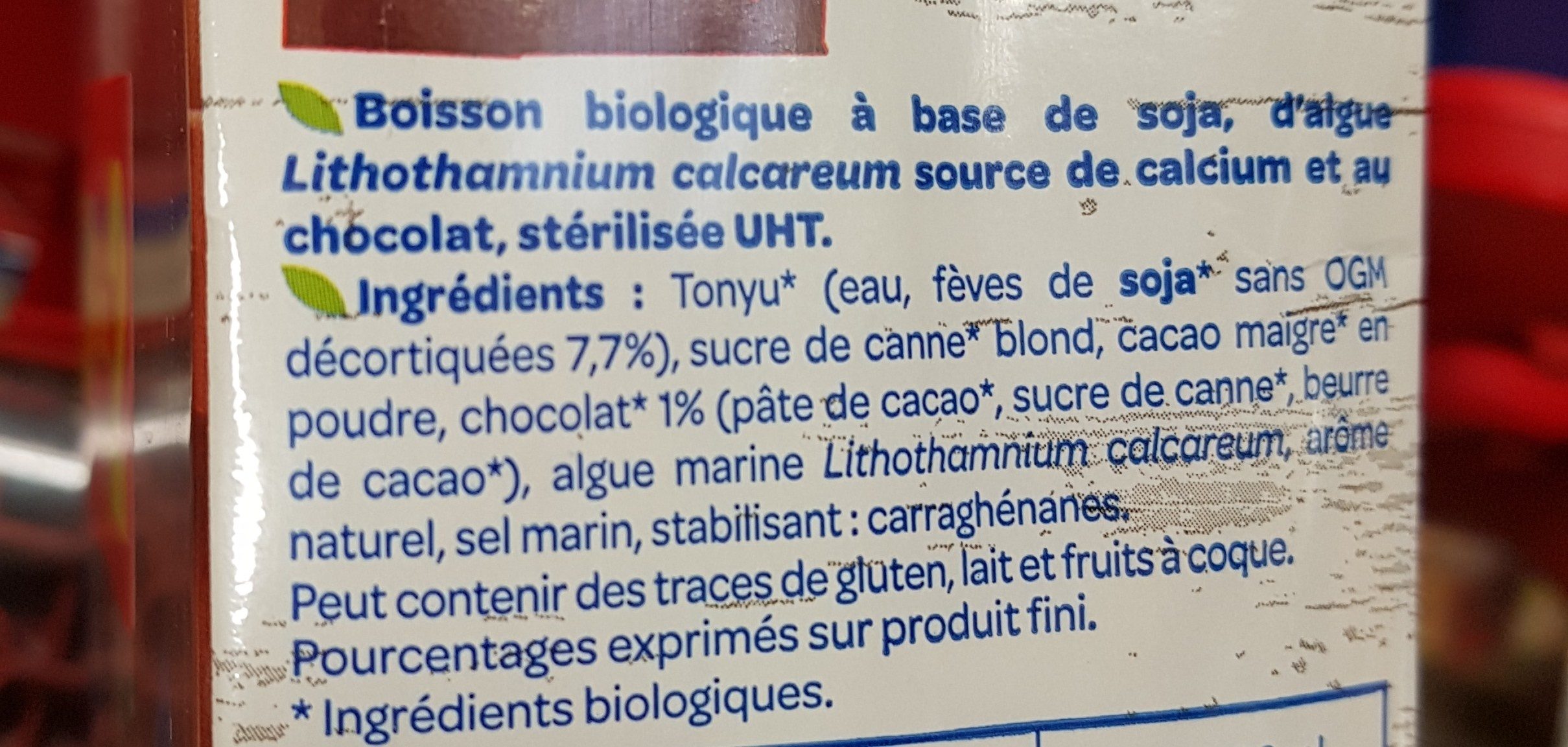 Soja chocolat calcium - Ingredienser - fr