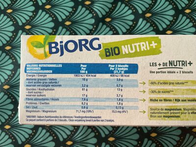 Bio Nutri  Avoine Chocolat - Tableau nutritionnel