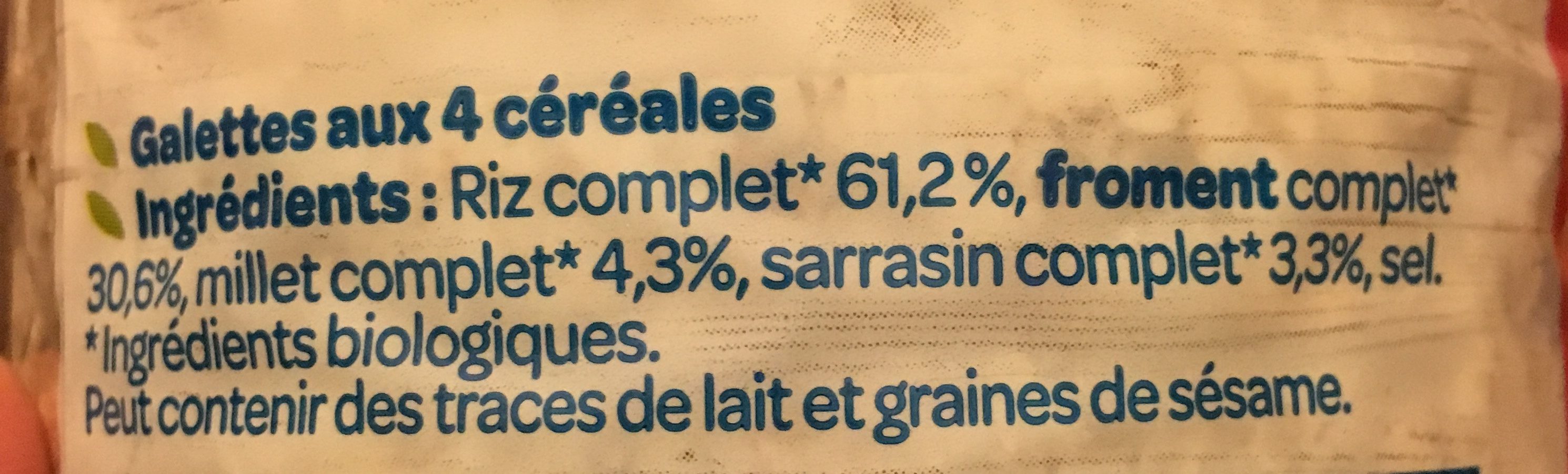 Galettes 4 céréales - Ingredienti - fr