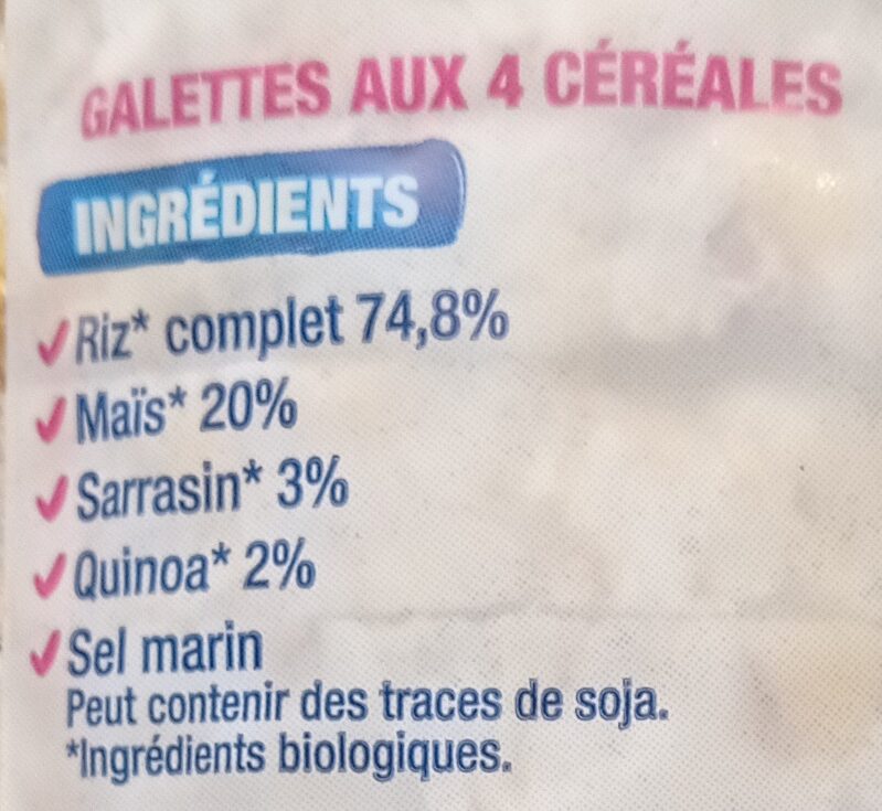 Galettes 4 céréales - Zutaten - fr