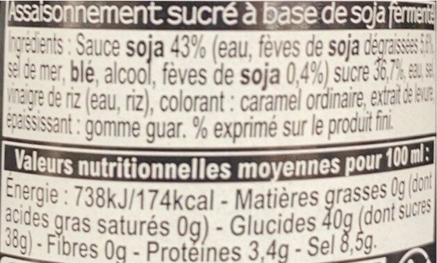 Sauce soja sucrée - حقائق غذائية - fr