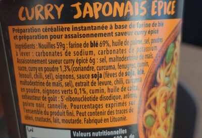 Nouilles Japonaises Saveur Curry Kaponais Épicé - Ingrédients