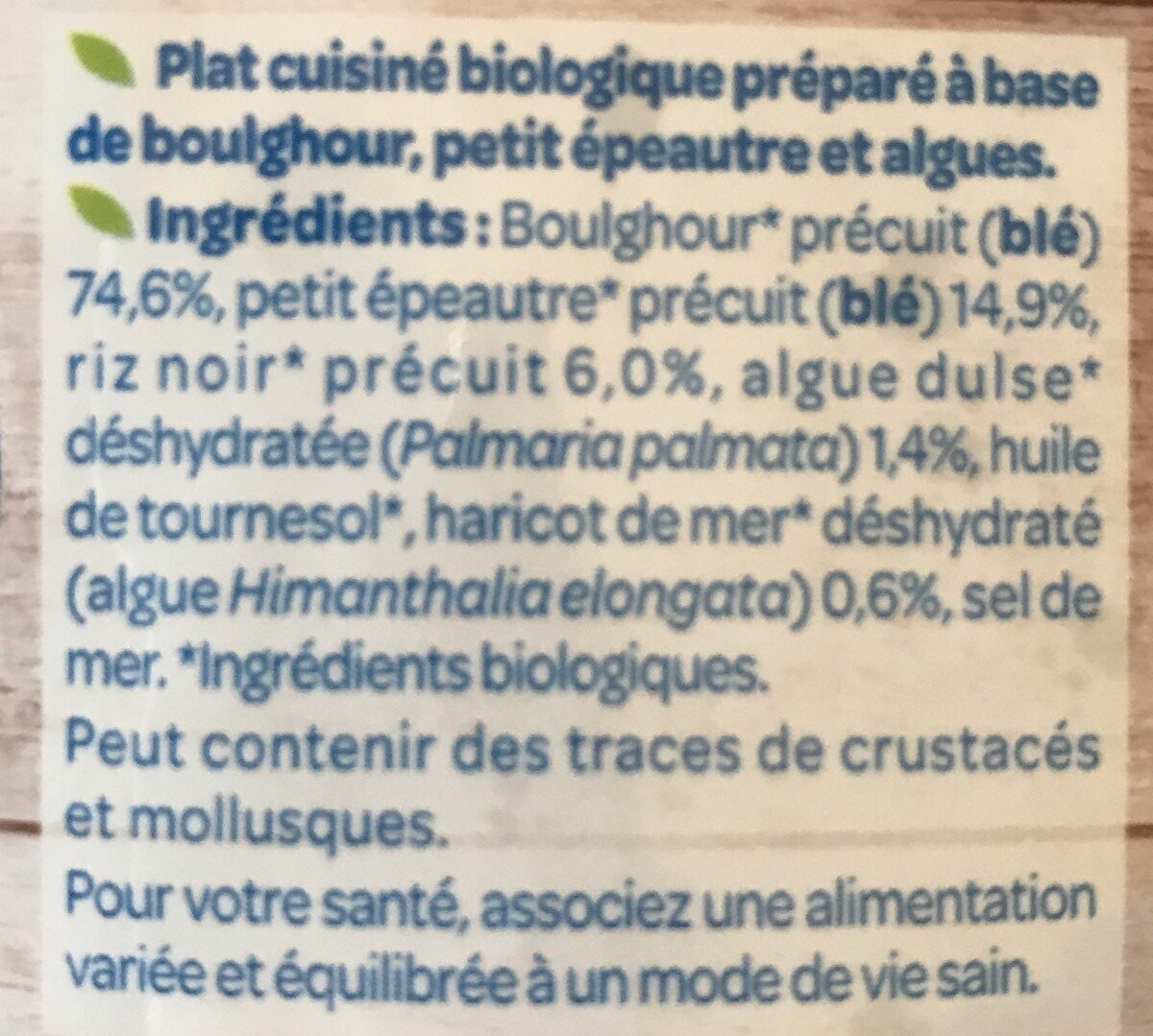 Boulghour petit epeautre et algues - Ingredients - fr