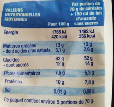 Granola Chocolat - Nutrition facts - fr