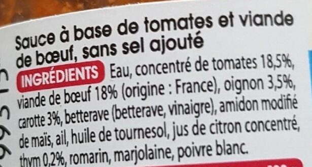 Sauce bolognaise - Ingredients - fr