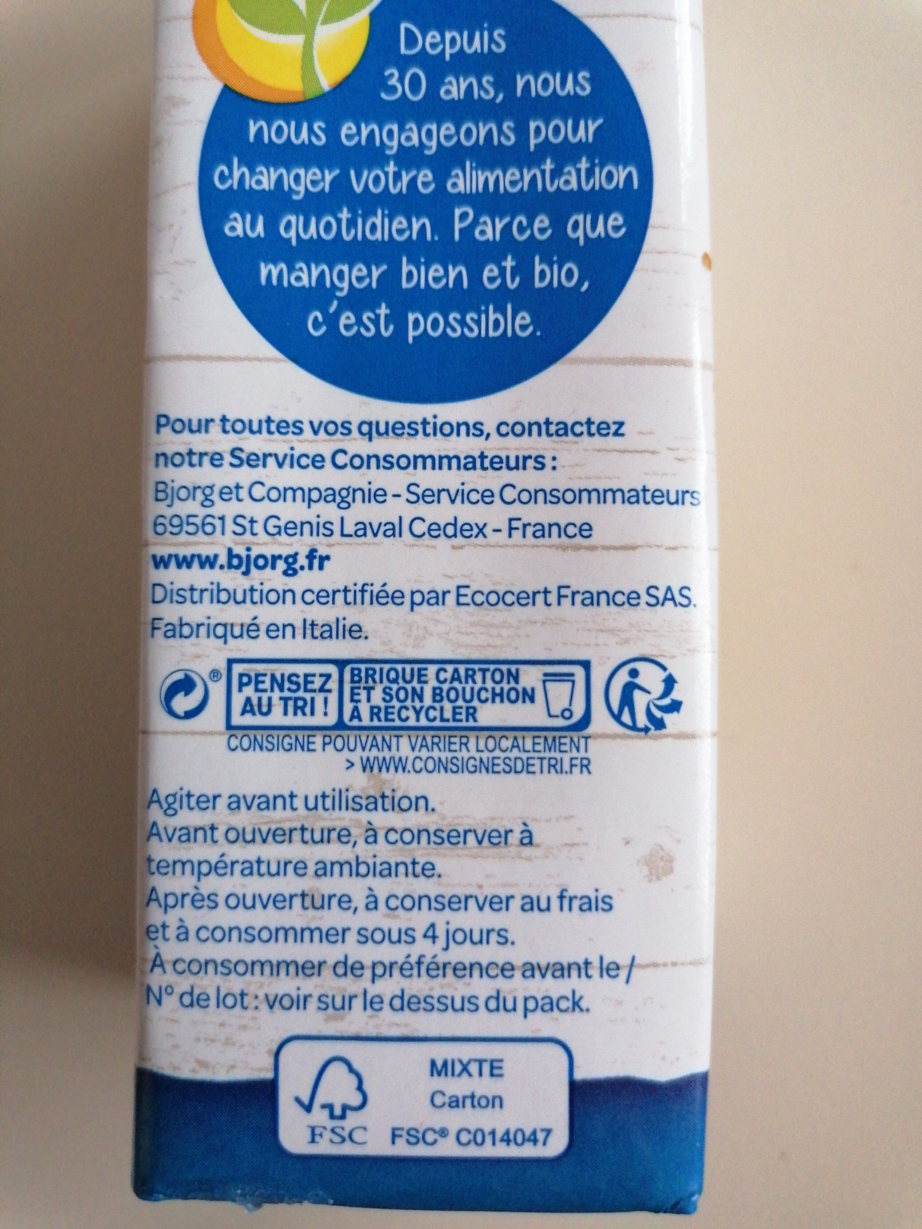 Boisson avoine - Recycling instructions and/or packaging information - fr