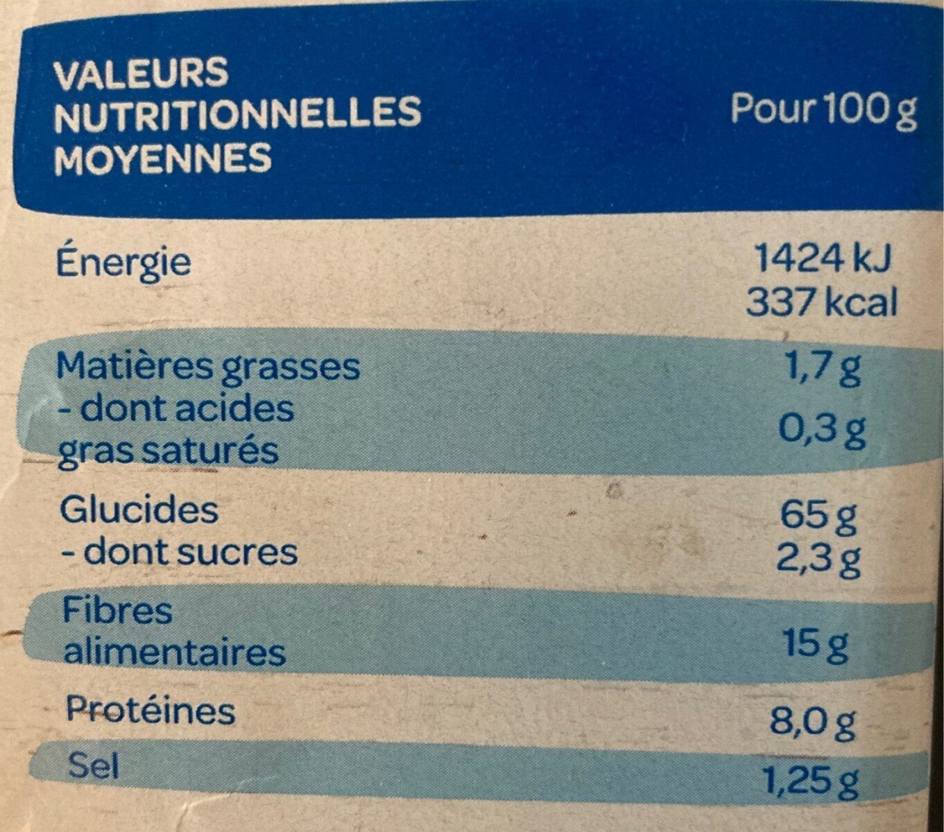 Tartines croustillantes seigle - Nutrition facts - fr
