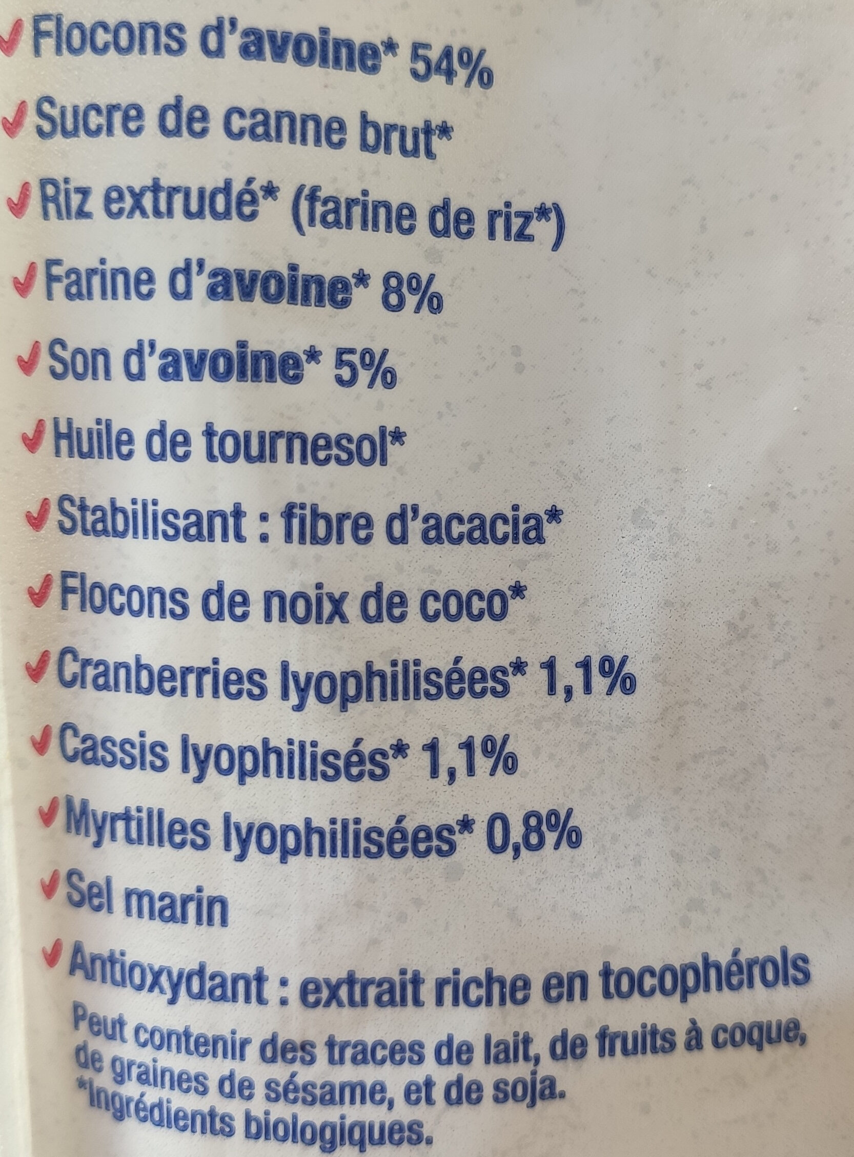 Crousti' avoine superfruits - Ingredientes - fr