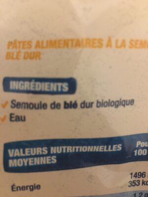 Tagliatelle Bio - Ingredientes - fr