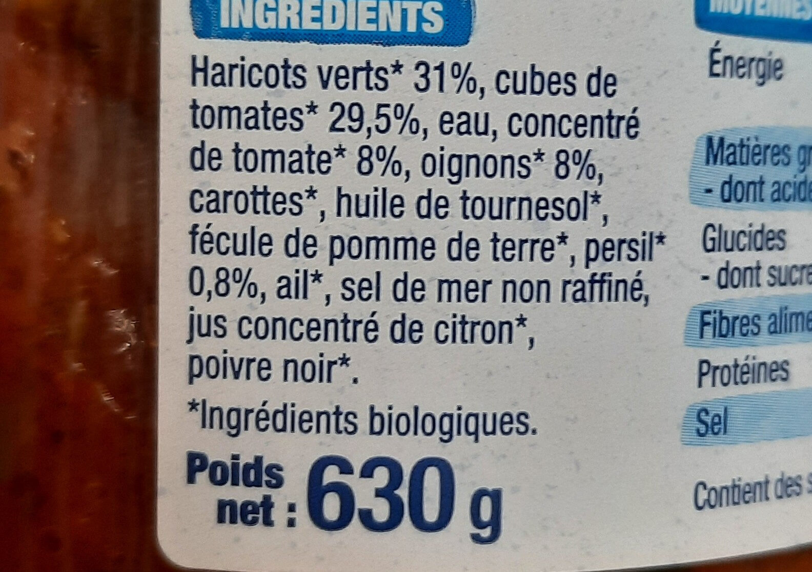 Mijoté haricots verts, tomates & persil - Ingredientes - fr