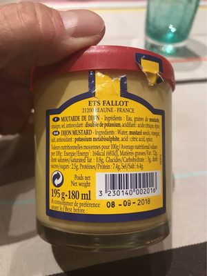 Moutarde De Dijon, Klassisch, Dijon-senf, Edmond Fallot - Tableau nutritionnel