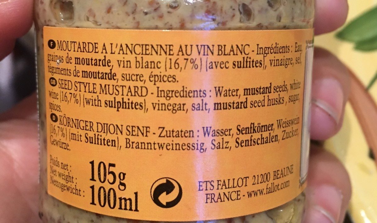 Moutarde en grains au vin blanc - Ingrédients