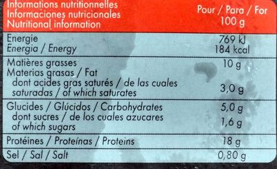 Hachés de poulet rôtis 720g étui - Informació nutricional - fr