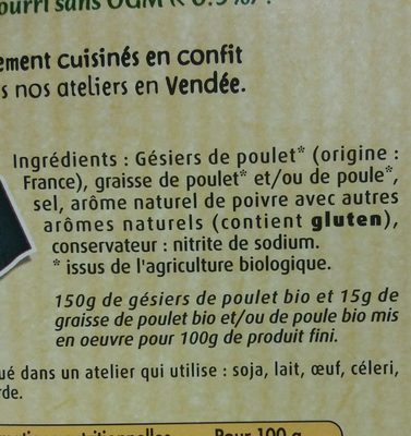 Gésiers de poulet cuisinés en confit bio - Ingredienser - fr