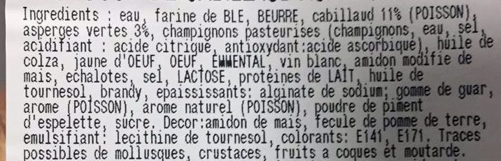 Croustade Cabillaud Asperge CGE - Ingredients - fr
