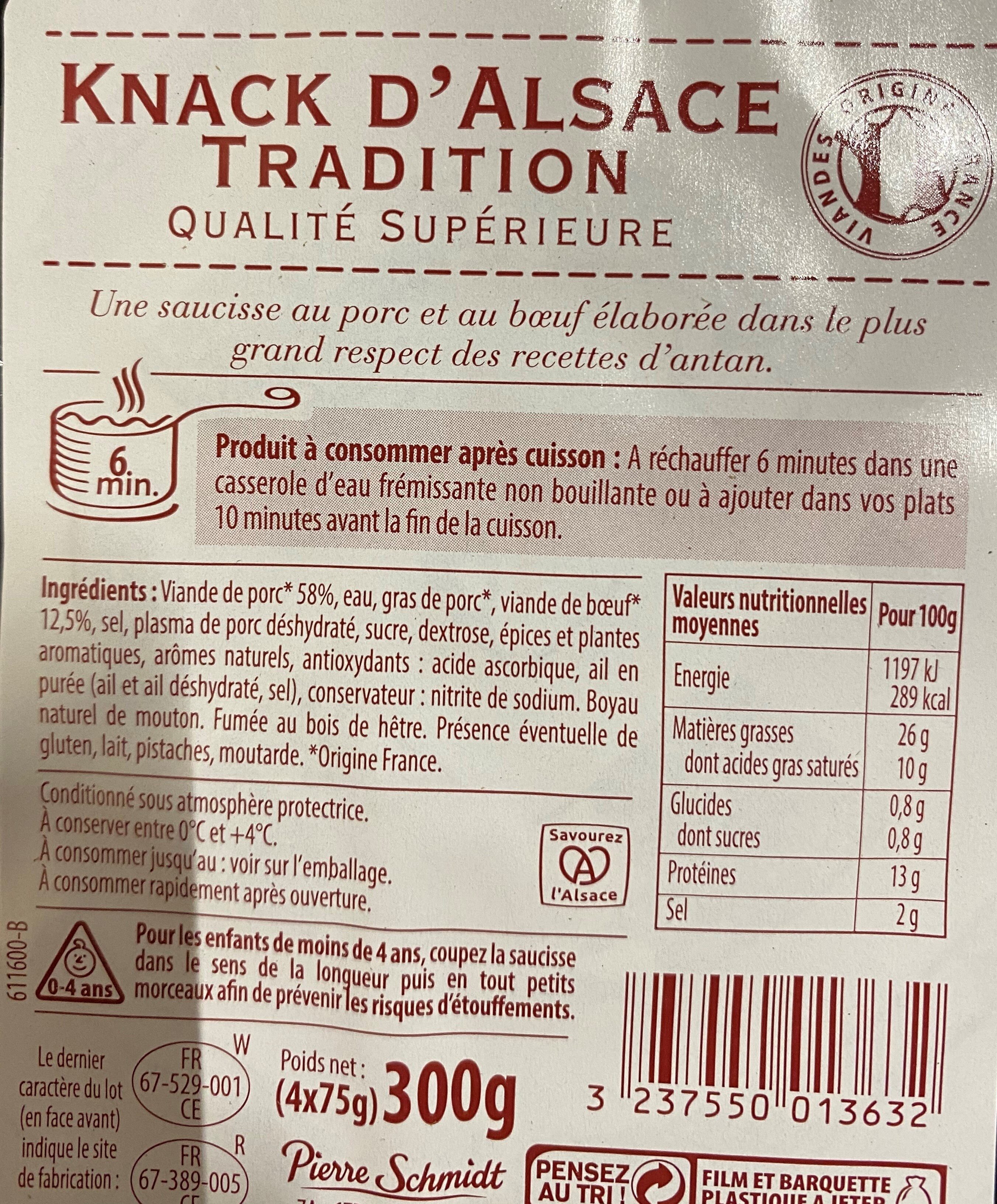 Knack D'Alsace Tradition - Ingredients - fr