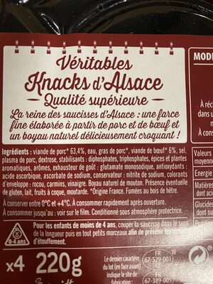 Knacks d'Alsace 4 pièces - المكونات - fr