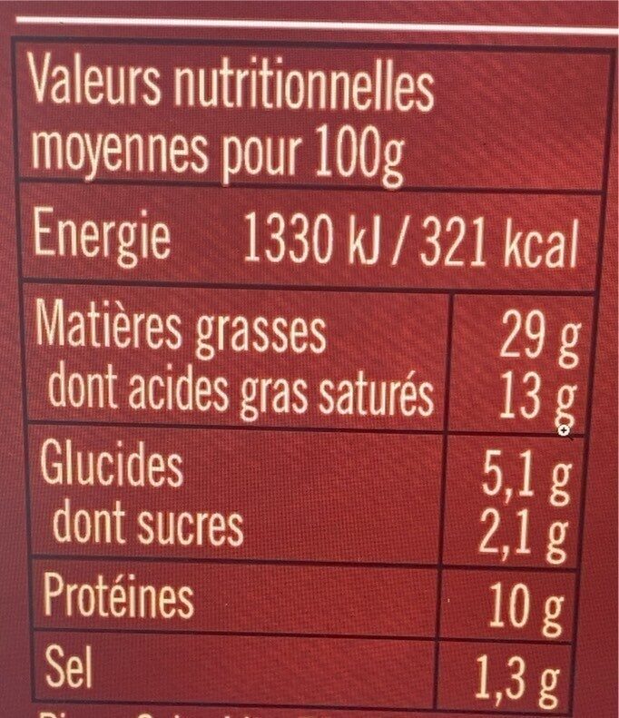 Saucisse De Foie Aux Fines Herbes - Recette De Famille, La Saucisse De - Tableau nutritionnel