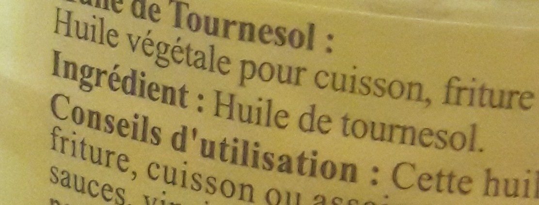 1L Huile Tournesol Clairor - Ingredients - fr