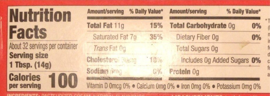 Unsalted butter - Nutrition facts