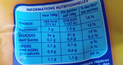 Gnocchi à Poêler (+ 15 % Gratuit) - Tableau nutritionnel