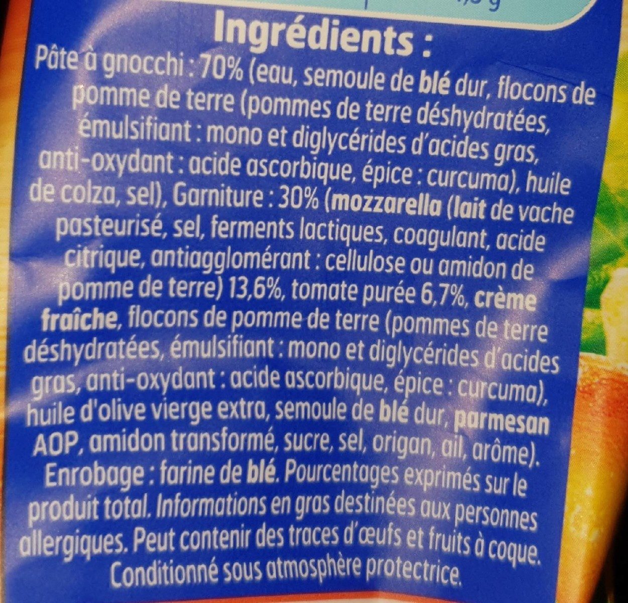 Gnocchi à poêler extra mozzarella/tomate - Ingrédients