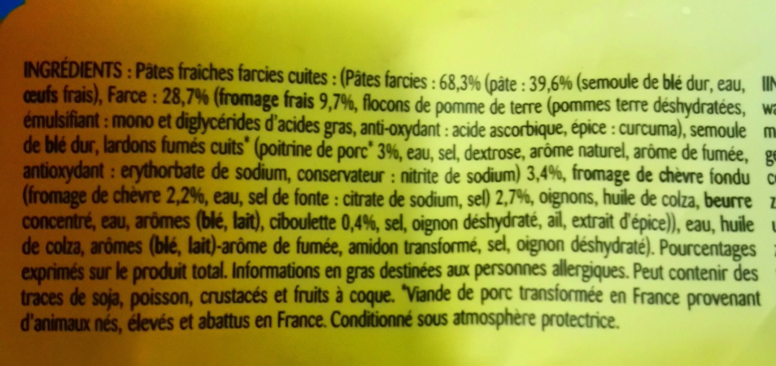Lustucru tortellini a poeler lardons chevre 300g x6 - Ingredienti - fr
