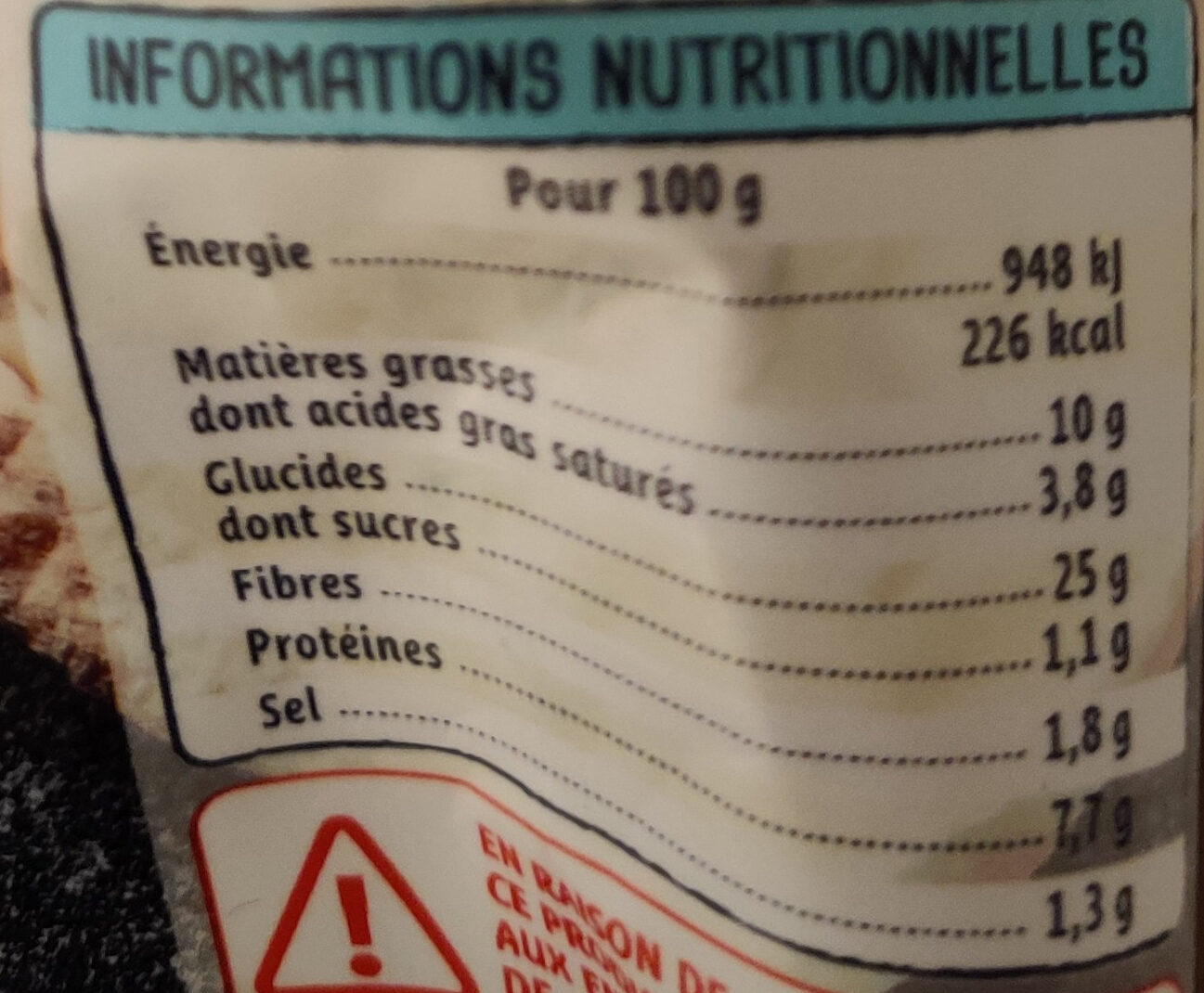 Lustucru gnocchi a poeler gorgonzola noix 280g - Tableau nutritionnel