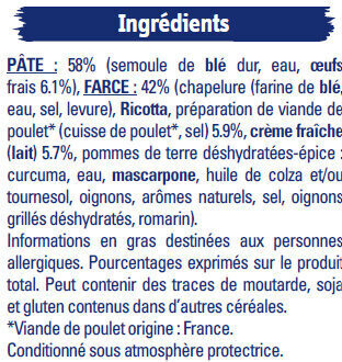 Lustucru tortellini poulet creme 300g - Ingredientes - fr
