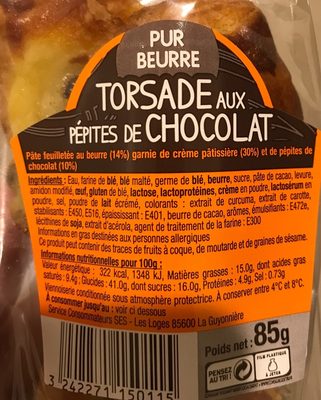 Torsade aux Pépites de Chocolat pur beurre - Product - fr