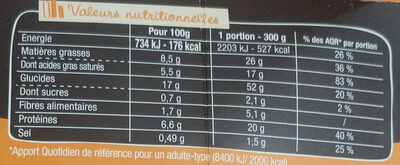 PastaBox - Fusilli aux Fromages italiens - Nutrition facts - fr