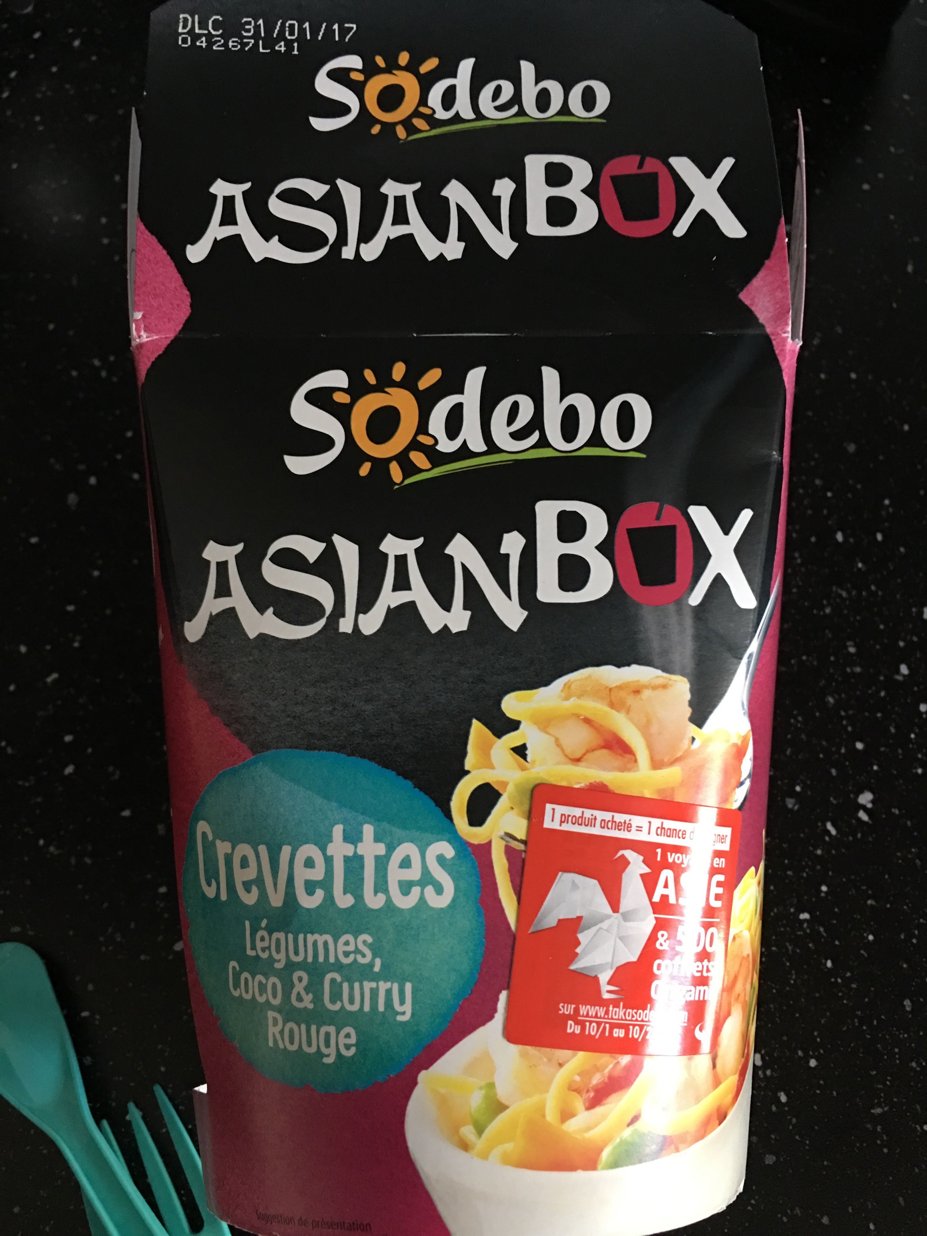 AsianBox Crevettes, Légumes, Coco & Curry Rouge - Product - fr