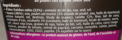 Pastabox Poulet sauce Saté - Ingredients