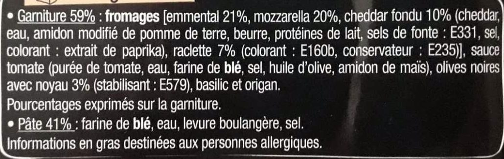 La Pizz - 4 fromages - Ingredients - fr