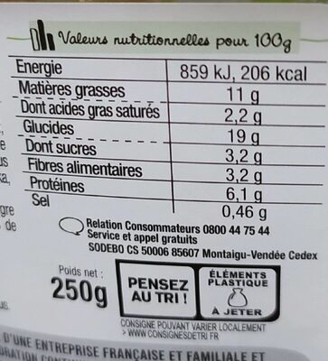 Salade pâtes fraîche chèvre affiné - Nutrition facts - fr