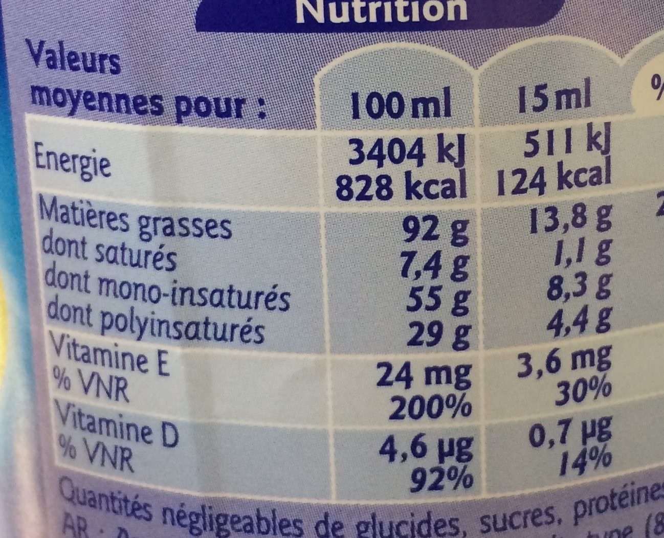 Blle 1L Huile 4 Graines Grand Jury - Nutrition facts - fr