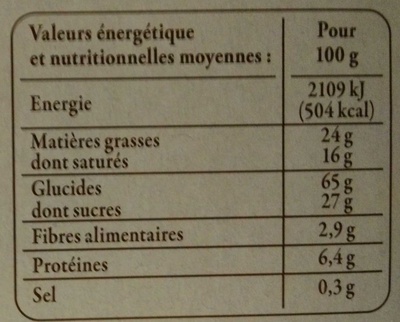 Biscuits sablés de Normandie Pur beurre - Tableau nutritionnel