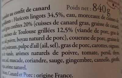 Cassoulet de Castelnaudary au confit de canard - Ingrediënten - fr