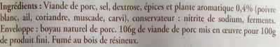 Saucisses fumées de Montbéliard IGP à cuire - Ingredienser - fr