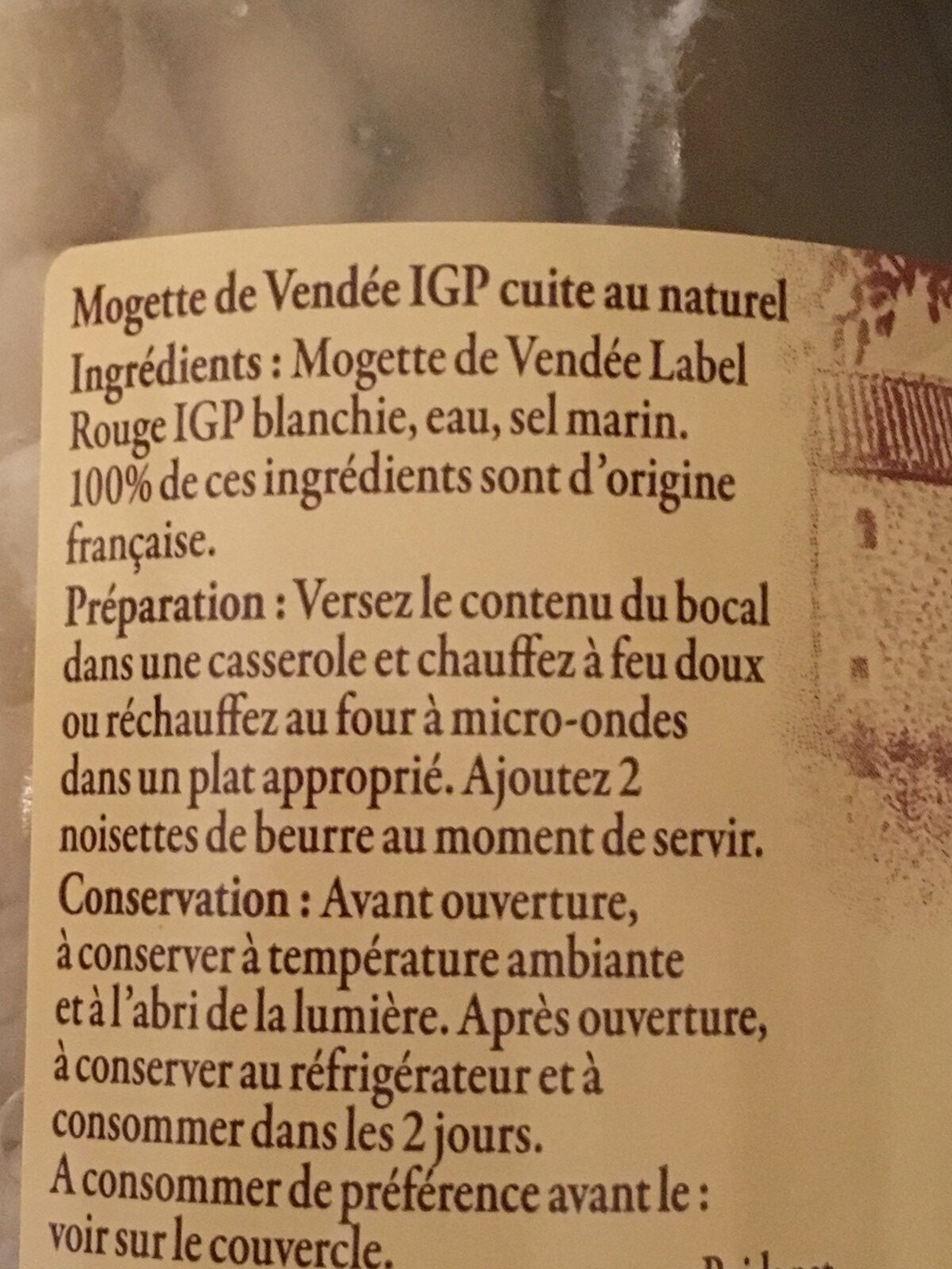 Mogette de Vendée - Ingredientes - fr