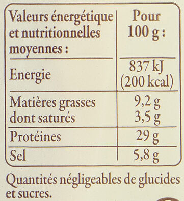 Jambon de Savoie 9 mois d'âge - Nutrition facts - fr