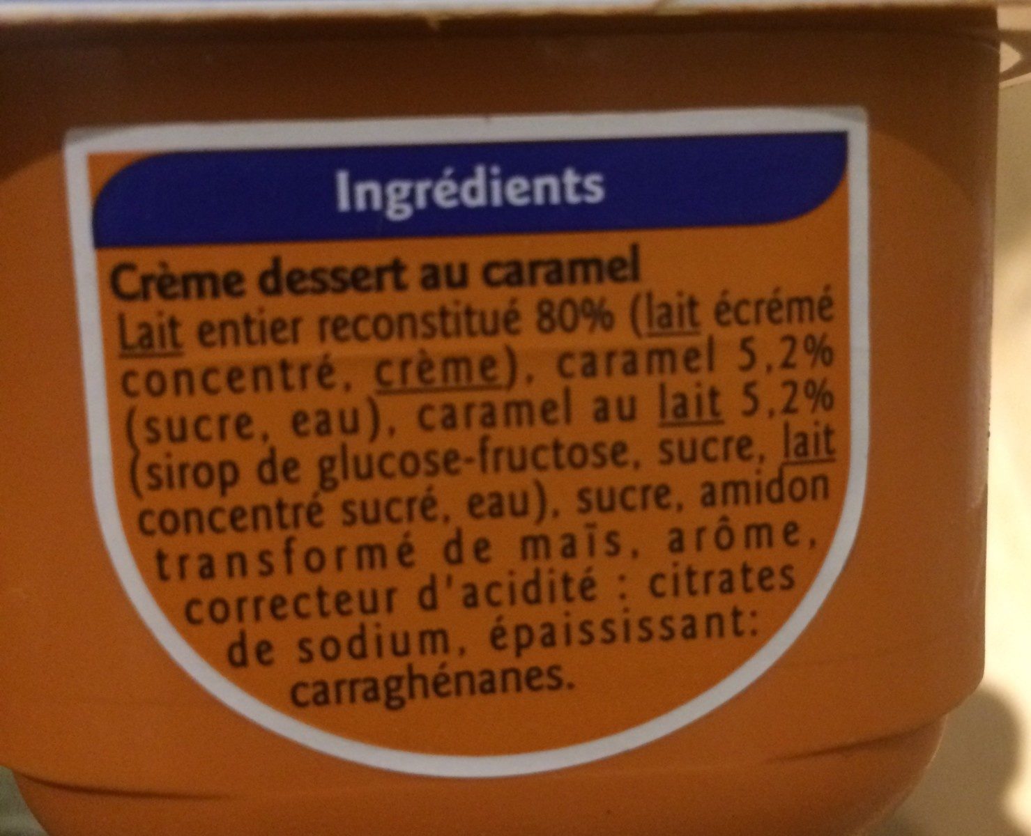 Crème dessert au caramel - Ingredients - fr