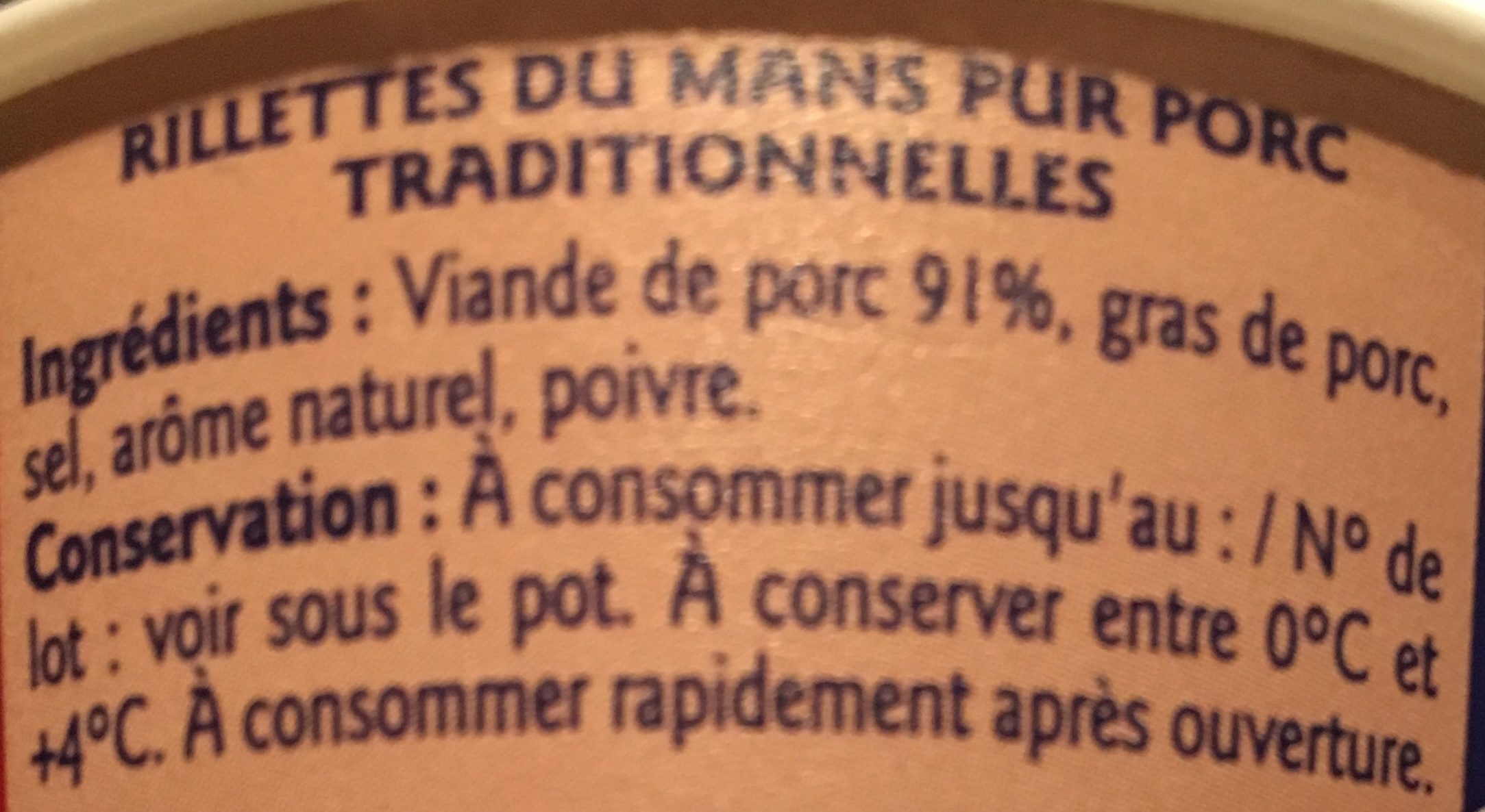Rillettes pur porc - Ingrediënten - fr