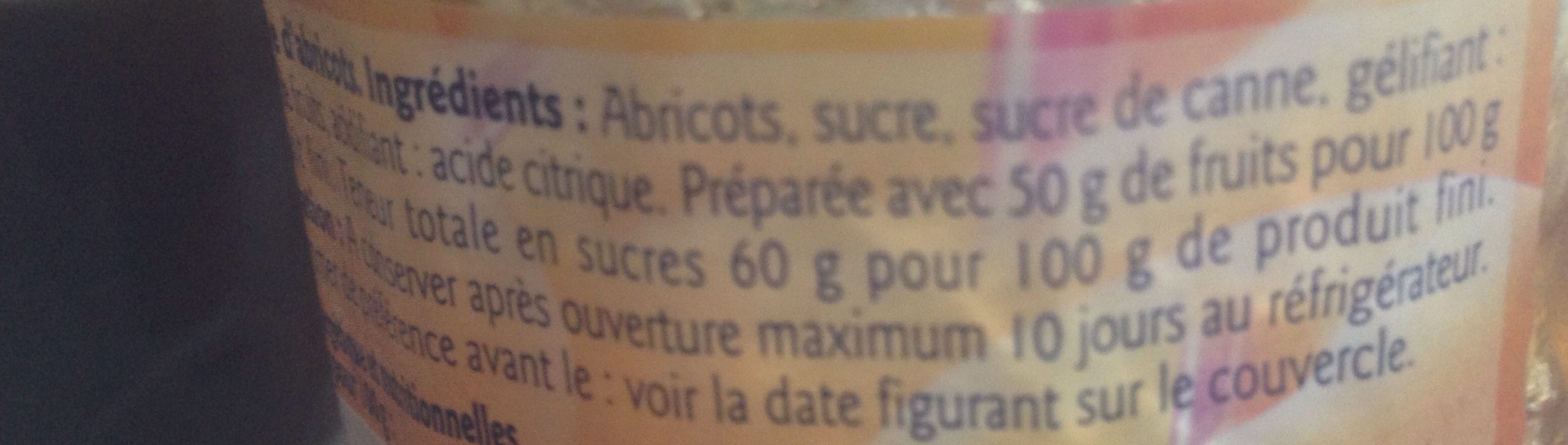 Confiture Abricots - Ingredients - fr